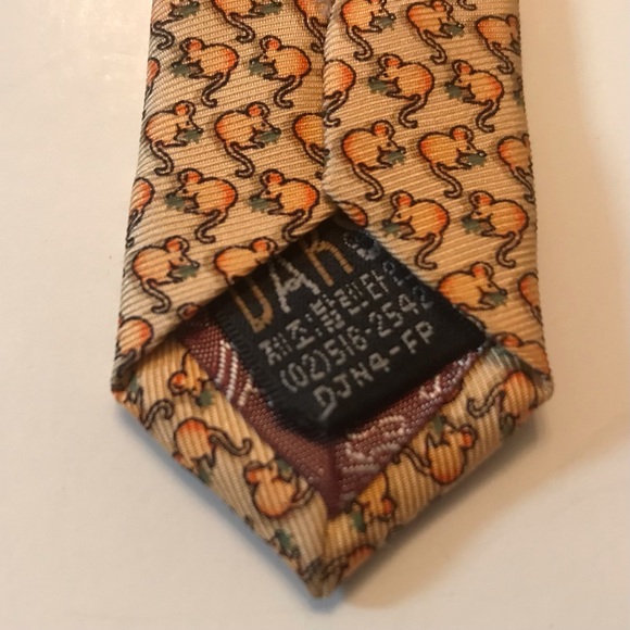 Daks London mouse print silk neck tie orange novelty - Picture 7 of 8